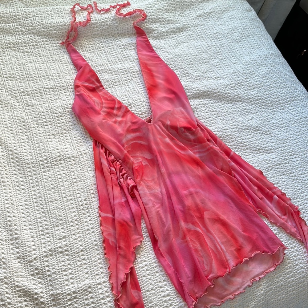 Oh Polly Pink Halter Top Body Suit Dress